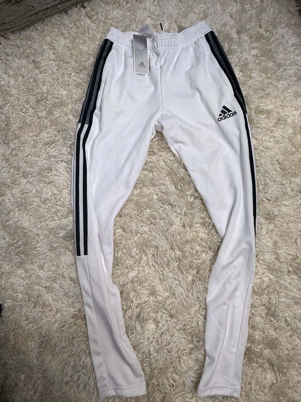 Adidas Men's Tiro 21 Training Soccer Track Pants, White and Black, GN5489